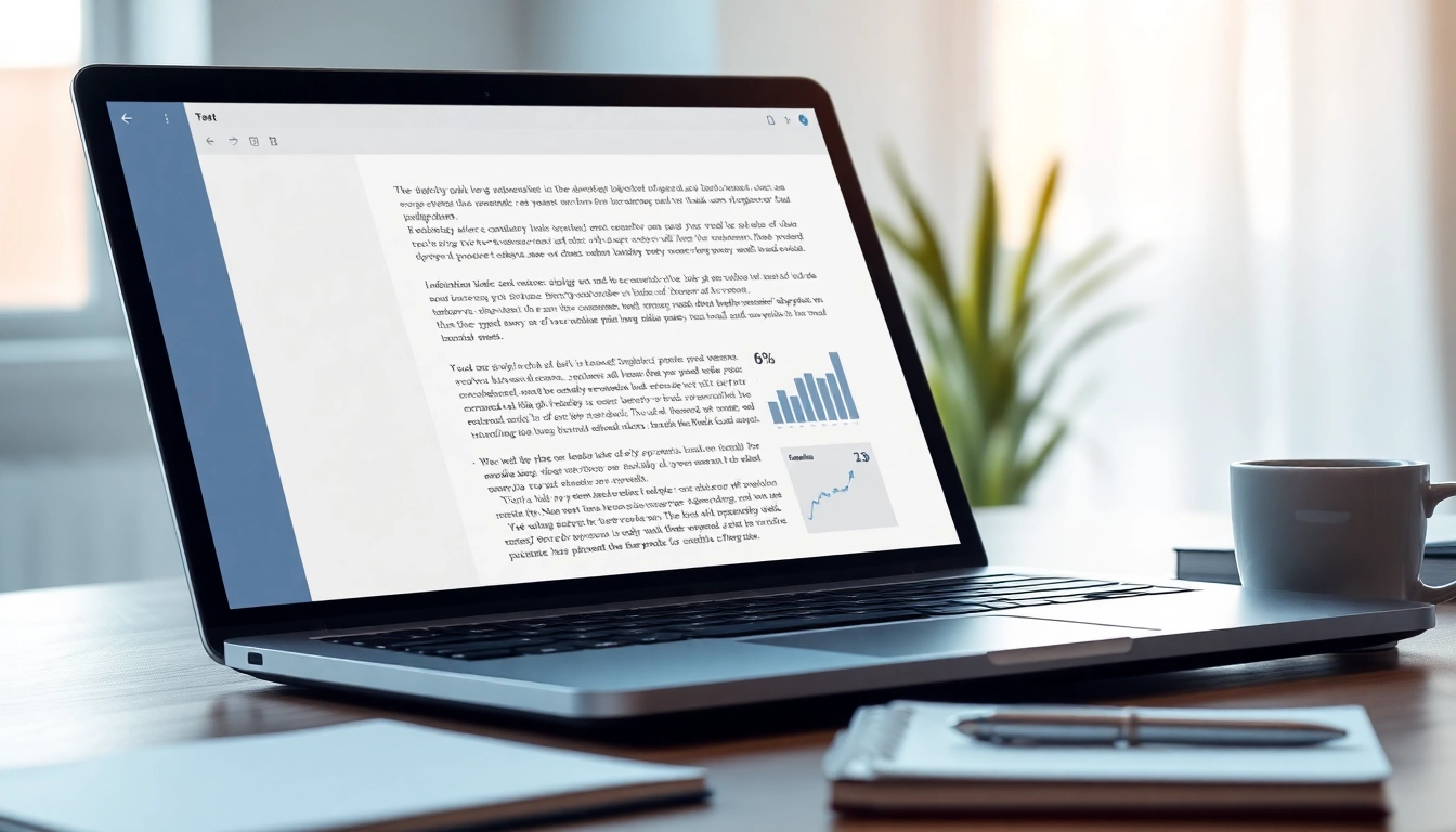 Analyze documents with a reliable plagiarism detector displayed on a laptop screen.