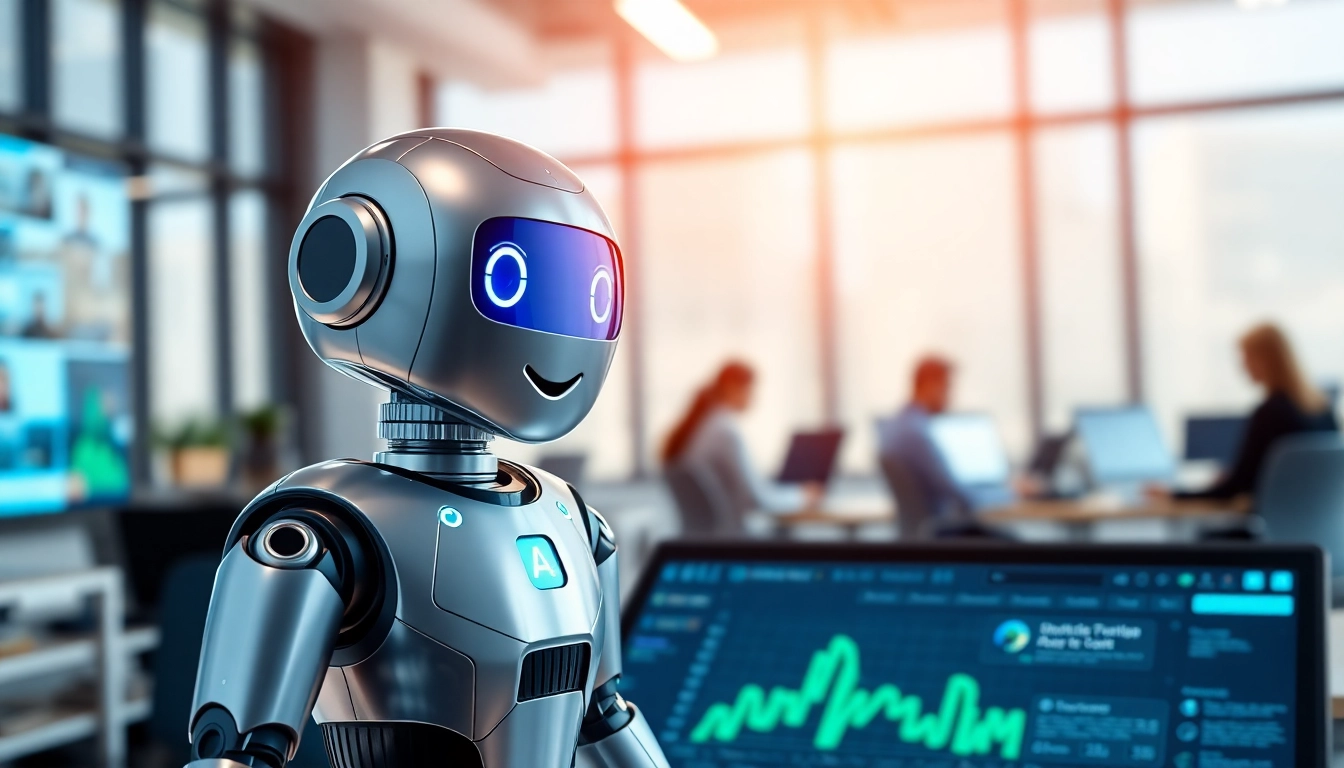 AI bot for websites enhancing customer engagement in a modern workplace setting.