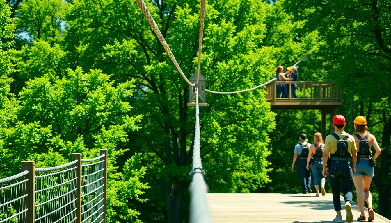 Experience thrilling ZIP WIRE KITS with safety gear in a vibrant adventure park.