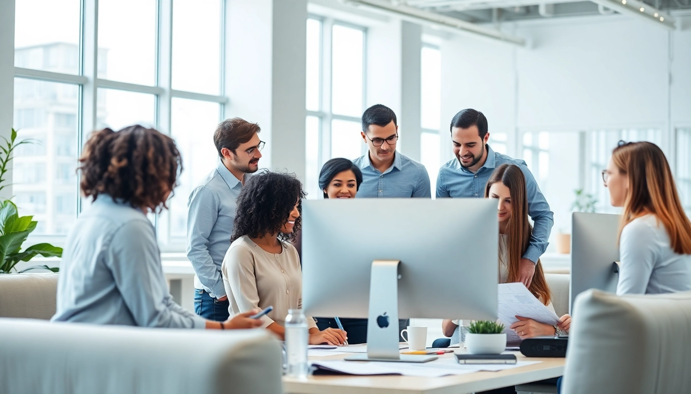 Kansas City web design companies collaborating creatively in a modern office space.
