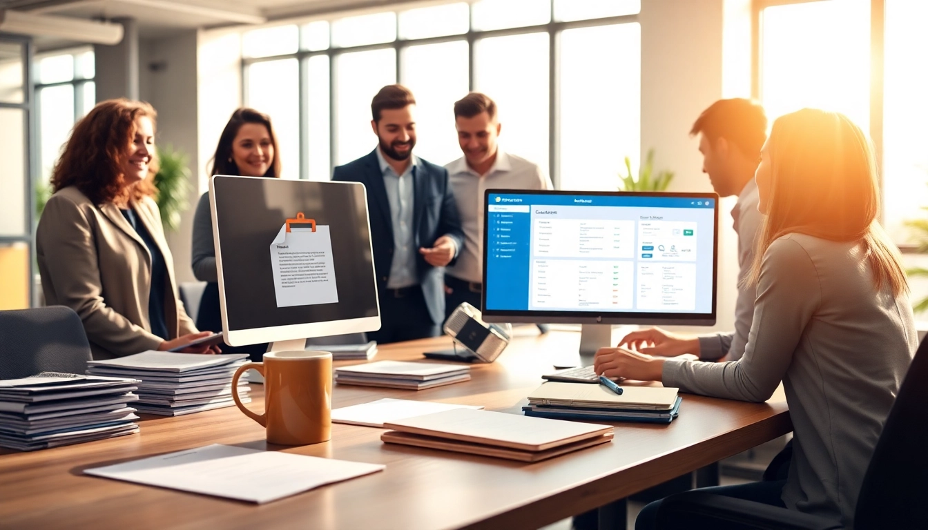 Efficiently processing QSM document clearing services with a professional team in a modern office.